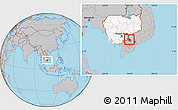 Gray Location Map of Svay Teap, highlighted country, highlighted parent region