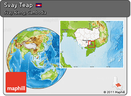 Physical Location Map of Svay Teap, highlighted country, highlighted parent region