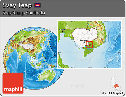 Physical Location Map of Svay Teap, highlighted country, highlighted parent region