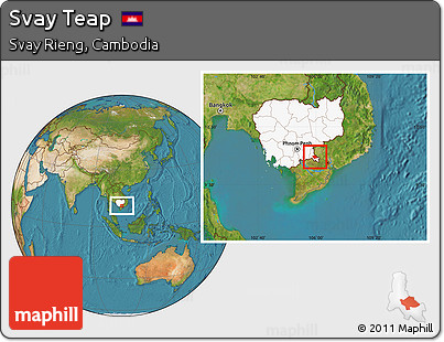 Satellite Location Map of Svay Teap, highlighted country