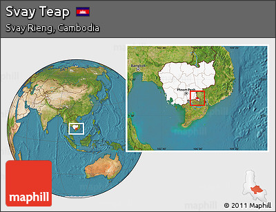 Satellite Location Map of Svay Teap, highlighted country