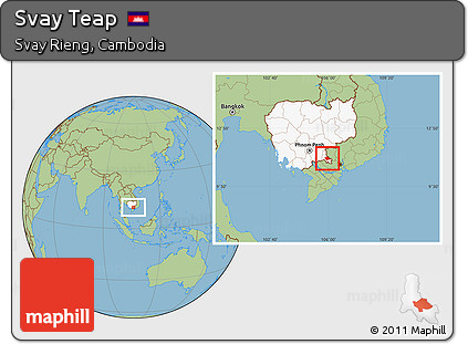 Savanna Style Location Map of Svay Teap, highlighted country