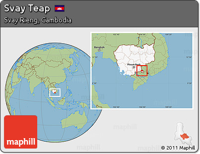 Savanna Style Location Map of Svay Teap, highlighted country