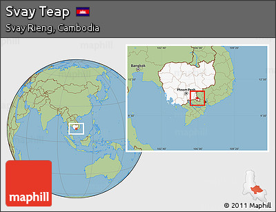 Savanna Style Location Map of Svay Teap, highlighted country