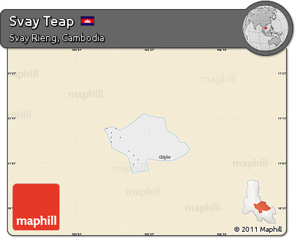 Classic Style Map of Svay Teap, single color outside