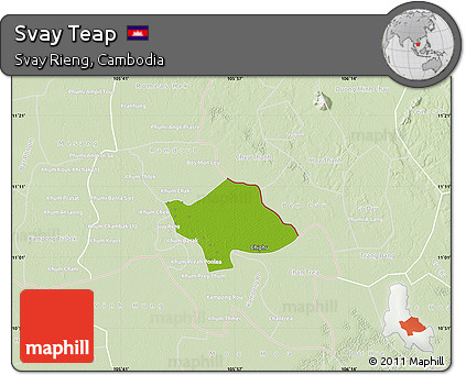 Physical Map of Svay Teap, lighten