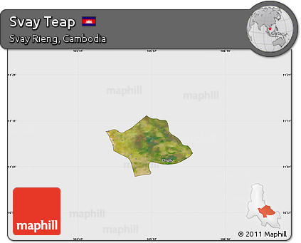 Satellite Map of Svay Teap, single color outside