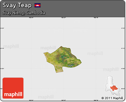 Satellite Map of Svay Teap, single color outside