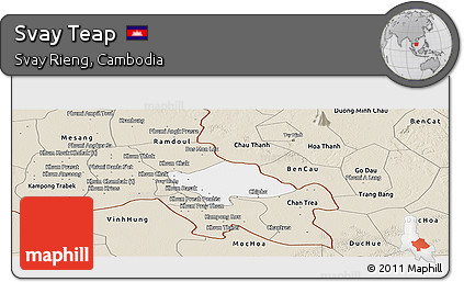 Classic Style Panoramic Map of Svay Teap
