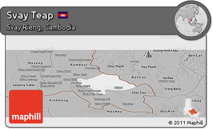 Gray Panoramic Map of Svay Teap
