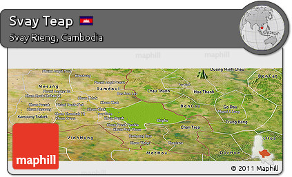 Physical Panoramic Map of Svay Teap, satellite outside
