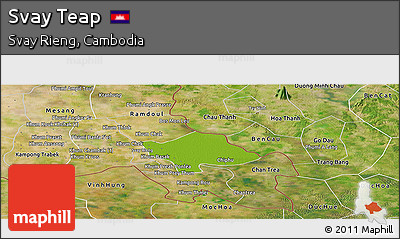 Physical Panoramic Map of Svay Teap, satellite outside