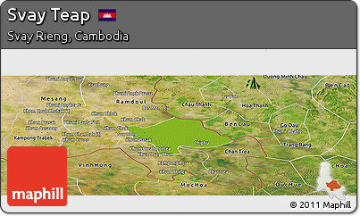 Physical Panoramic Map of Svay Teap, satellite outside