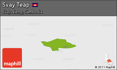 Physical Panoramic Map of Svay Teap, single color outside