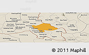 Political Panoramic Map of Svay Teap, shaded relief outside