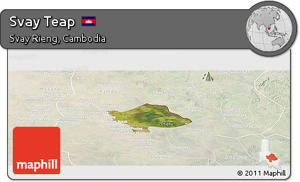 Satellite Panoramic Map of Svay Teap, lighten