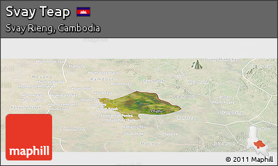 Satellite Panoramic Map of Svay Teap, lighten