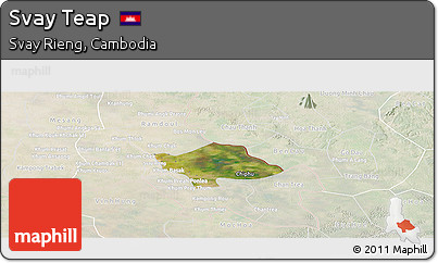 Satellite Panoramic Map of Svay Teap, lighten