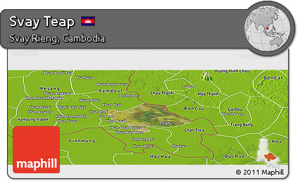 Satellite Panoramic Map of Svay Teap, physical outside