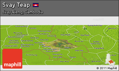 Satellite Panoramic Map of Svay Teap, physical outside
