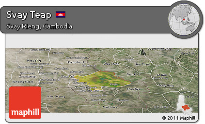 Satellite Panoramic Map of Svay Teap, semi-desaturated