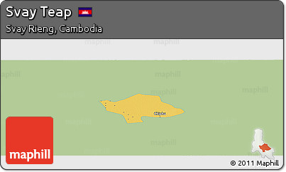 Savanna Style Panoramic Map of Svay Teap, single color outside