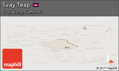 Shaded Relief Panoramic Map of Svay Teap, lighten