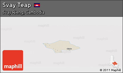Shaded Relief Panoramic Map of Svay Teap, single color outside