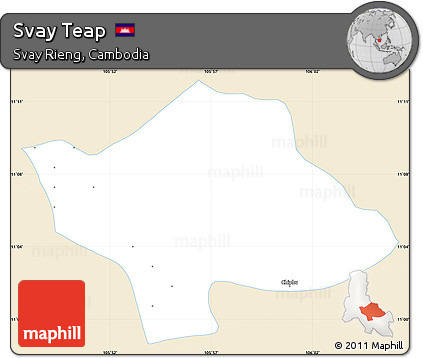 Classic Style Simple Map of Svay Teap, single color outside