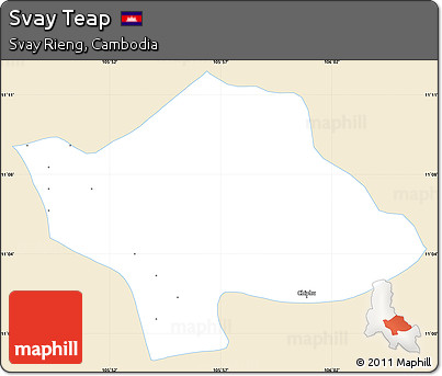 Classic Style Simple Map of Svay Teap, single color outside