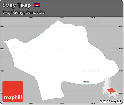 Gray Simple Map of Svay Teap, single color outside