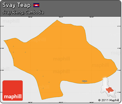 Political Simple Map of Svay Teap, single color outside