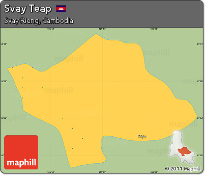 Savanna Style Simple Map of Svay Teap, single color outside