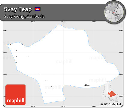 Silver Style Simple Map of Svay Teap, single color outside