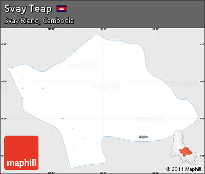 Silver Style Simple Map of Svay Teap, single color outside