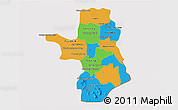 Political 3D Map of Takeo, cropped outside