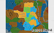 Political 3D Map of Takeo, darken