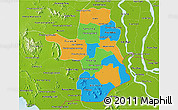 Political 3D Map of Takeo, physical outside
