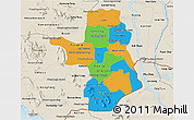 Political 3D Map of Takeo, shaded relief outside