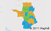 Political 3D Map of Takeo, single color outside