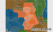 Political Shades 3D Map of Takeo, darken