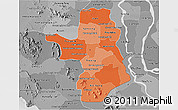 Political Shades 3D Map of Takeo, desaturated
