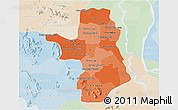 Political Shades 3D Map of Takeo, lighten