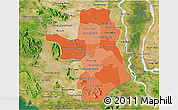 Political Shades 3D Map of Takeo, satellite outside
