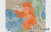 Political Shades 3D Map of Takeo, semi-desaturated