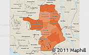 Political Shades 3D Map of Takeo, shaded relief outside