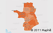 Political Shades 3D Map of Takeo, single color outside