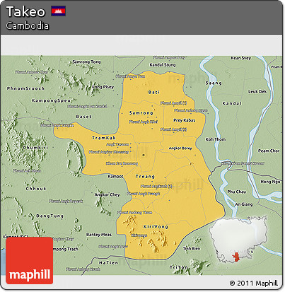 Savanna Style 3D Map of Takeo