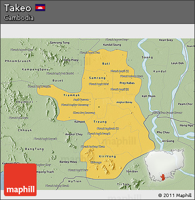 Savanna Style 3D Map of Takeo