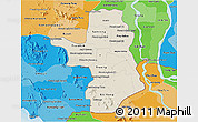 Shaded Relief 3D Map of Takeo, political shades outside